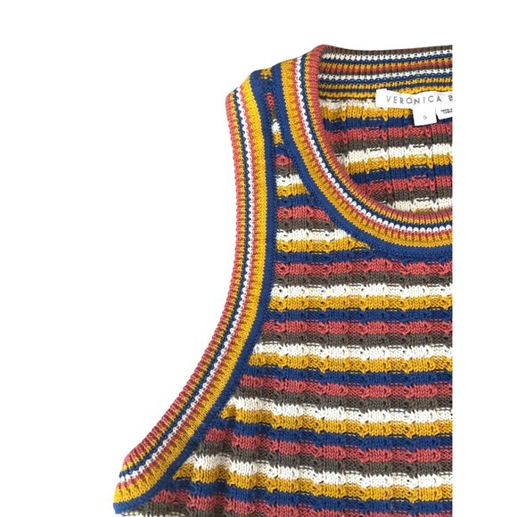 Veronica Beard Multicolor Striped Knit Sleeveless Tank Top Women's S Cotton Blen - Picture 6 of 15